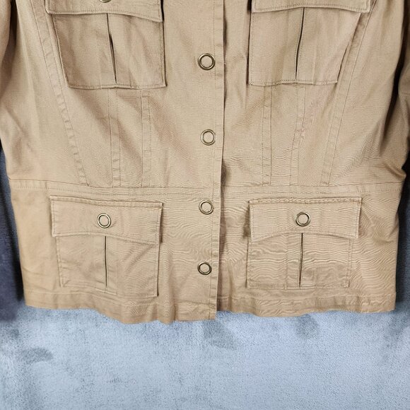 Womens Brown A.N.A Utility Jacket Button Down Long Sleeve Front Pockets Size XL - Picture 3 of 13